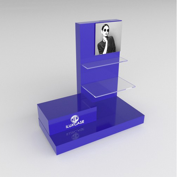 Présentoir en plexiglass bleu