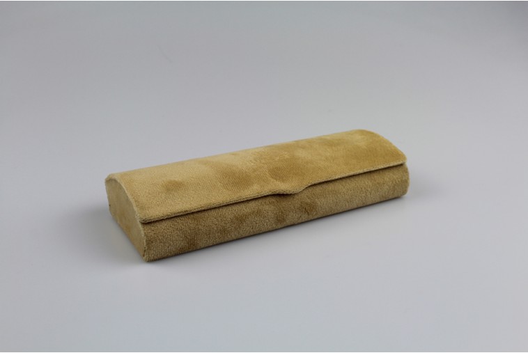 Étui à lunettes rigide en velours paille à rabat incurvé arrondi - fermoir à aimant