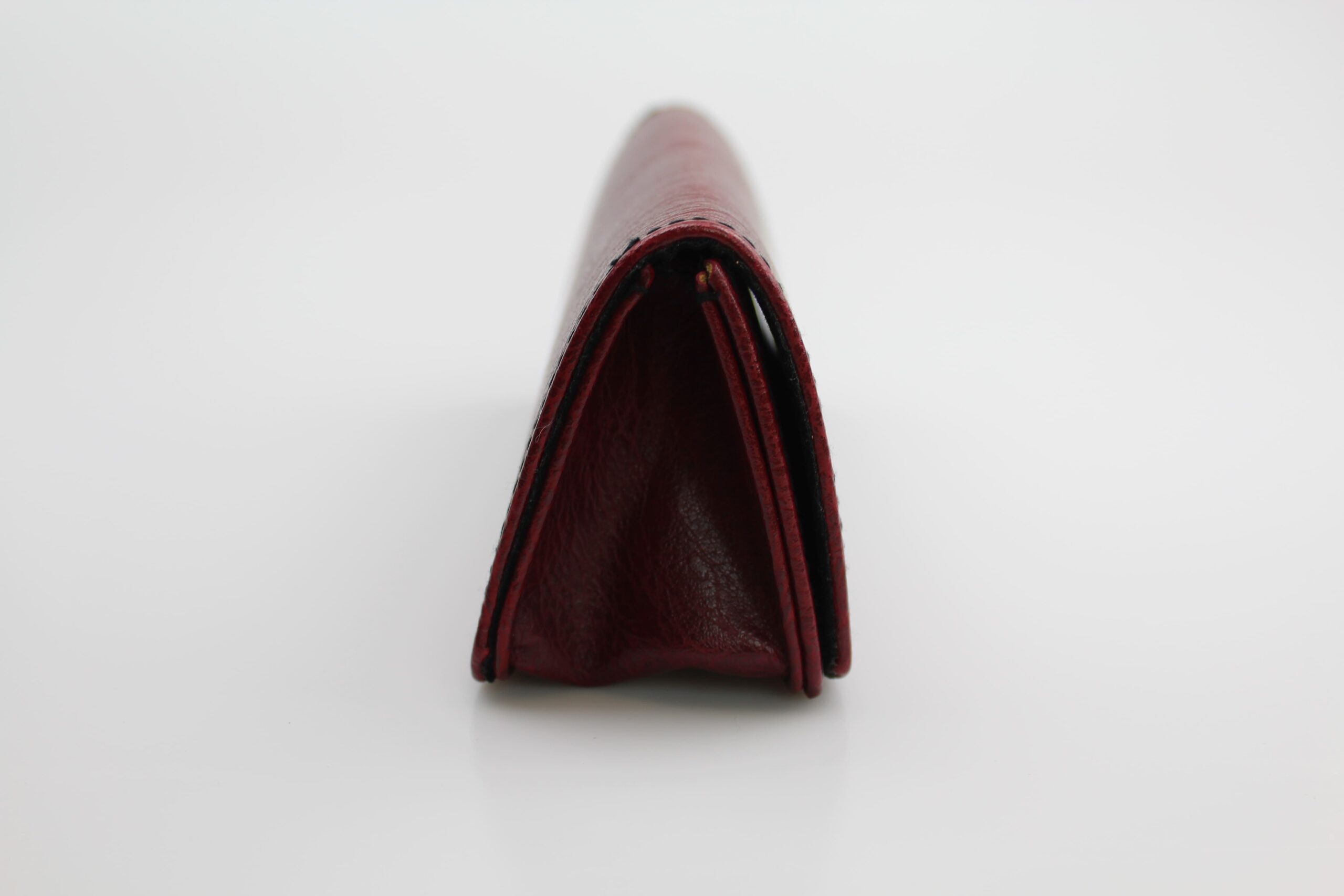 Etui souple en simili cuir bordeaux - Triangulaire à soufflet de type accordéon