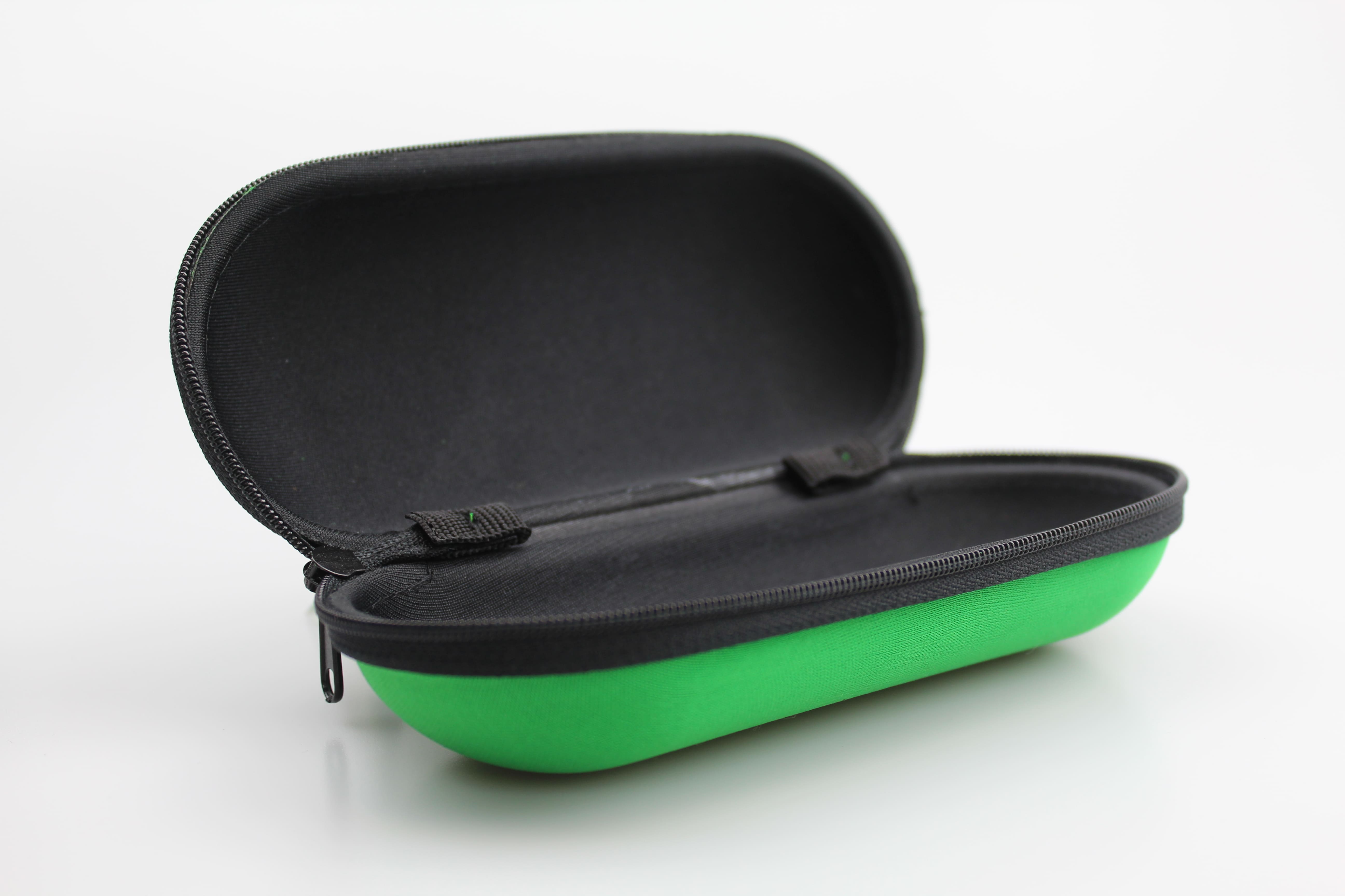 Étui à lunettes semi-rigide vert en EVA de forme arrondie – Image 2