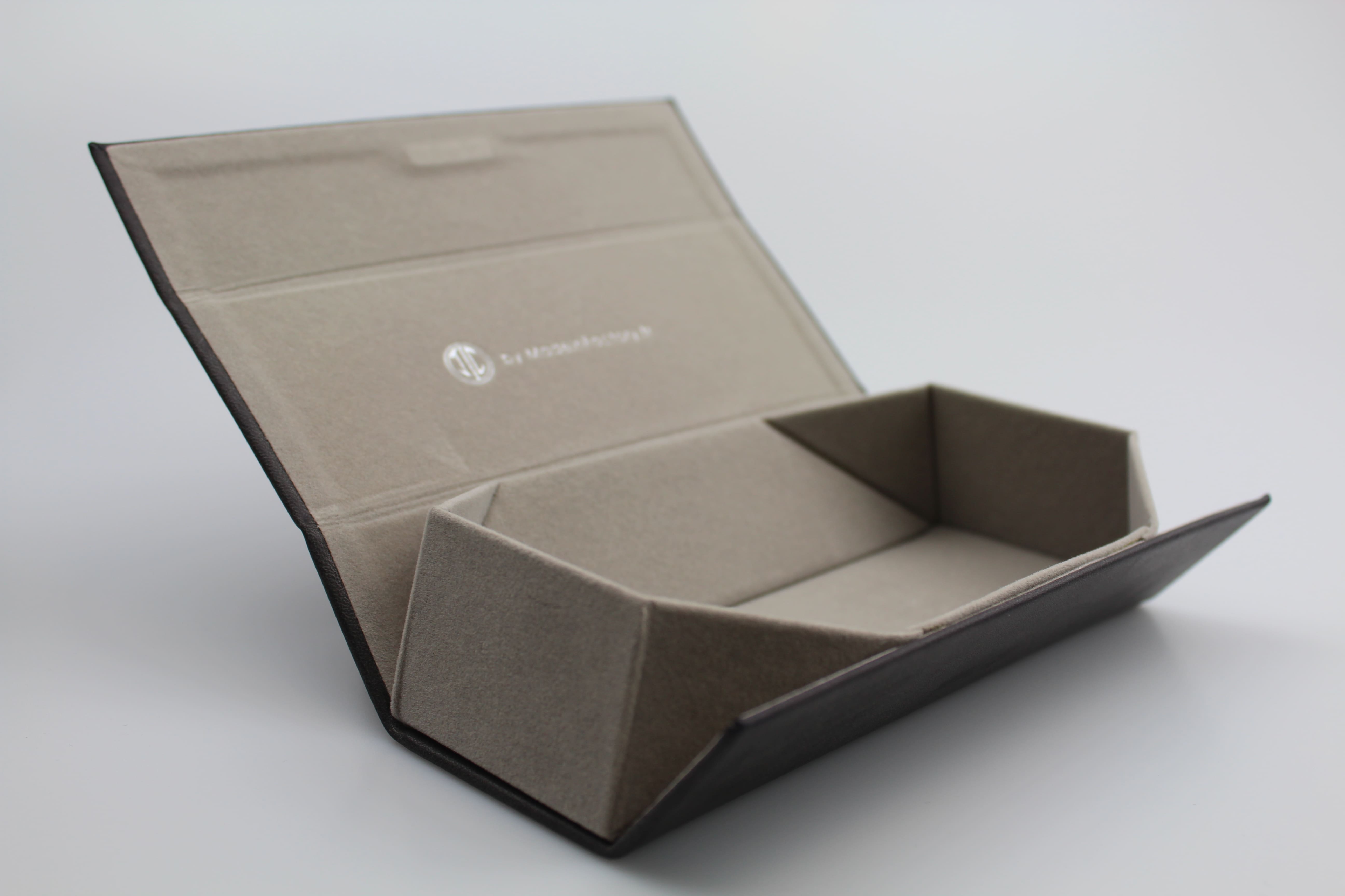 Étui à lunettes rectangulaire pliable à rabat rectangulaire en velours marron - fermoir à aimant