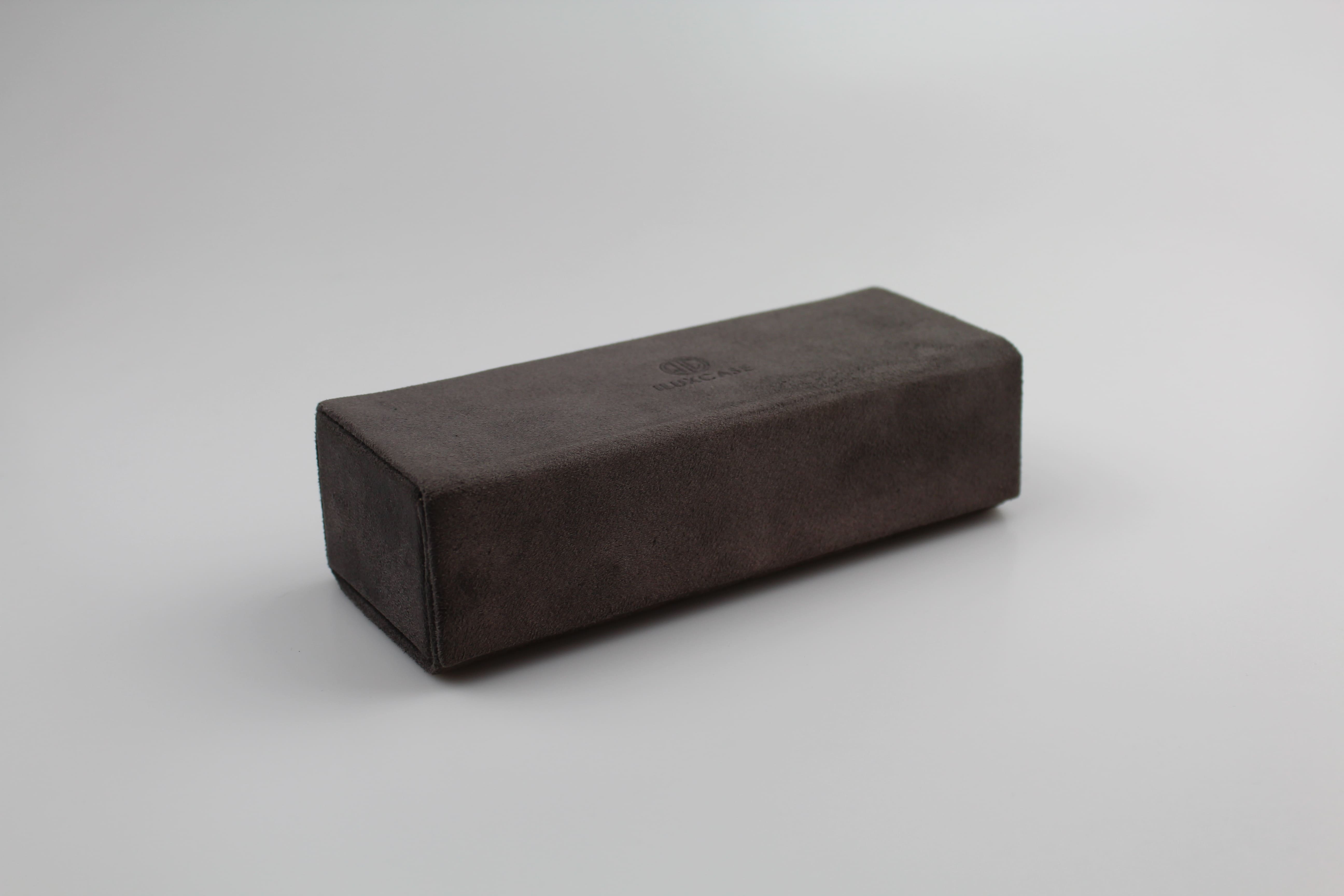 Étui à lunettes rectangulaire pliable à rabat rectangulaire en velours marron - fermoir à aimant