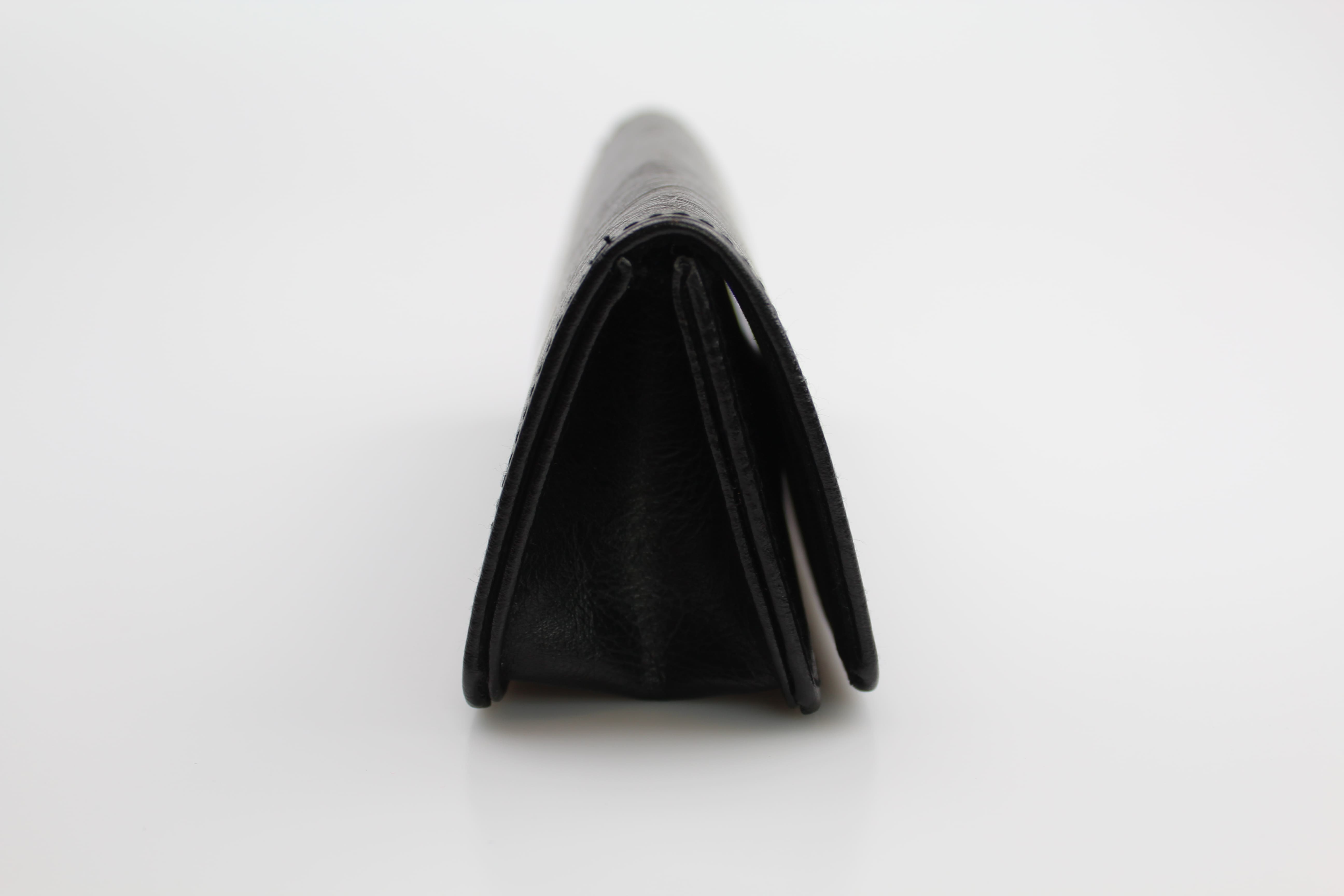 Etui à lunettes souple en similicuir noir - triangulaire à soufflet de type accordéon