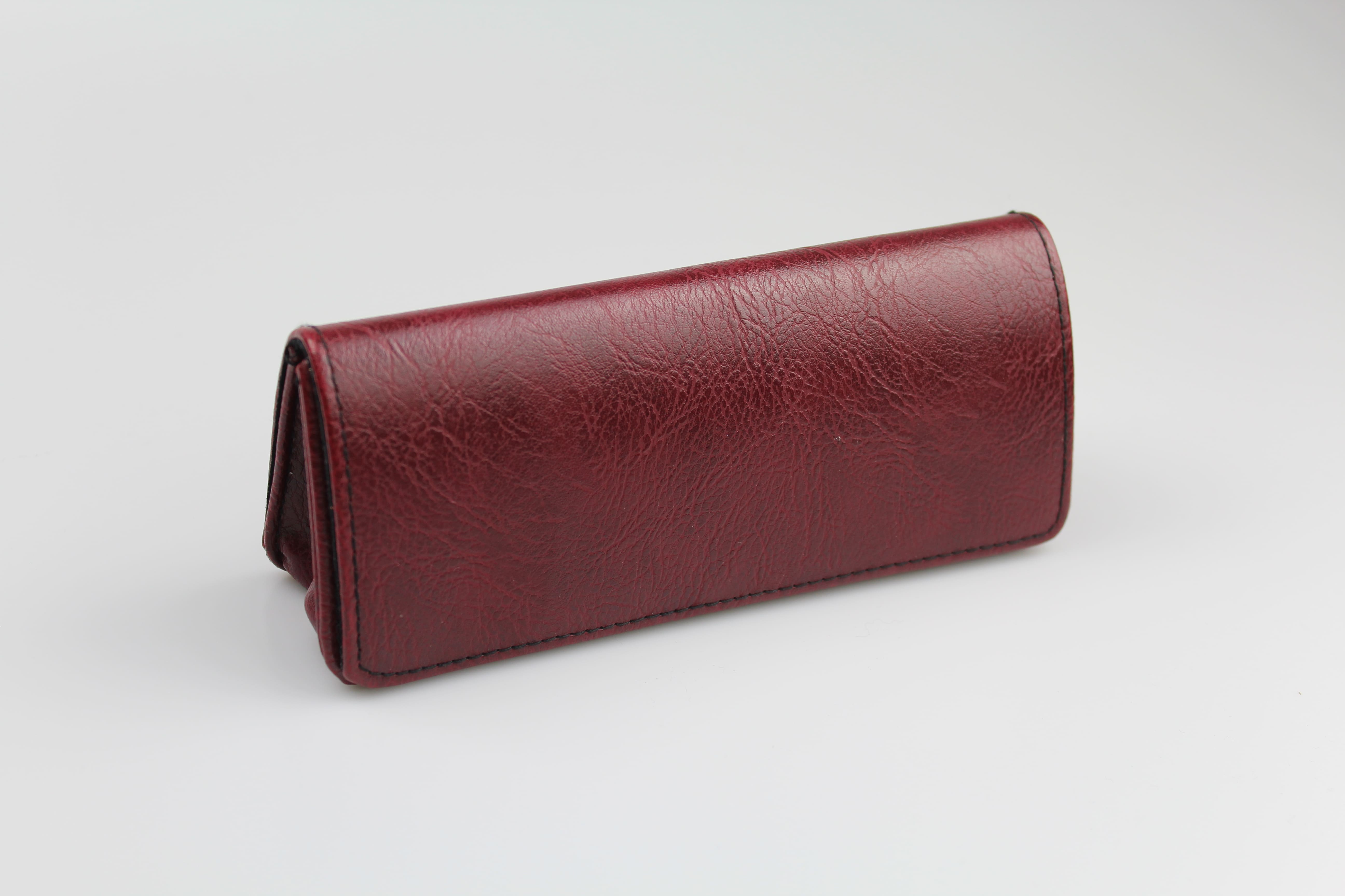 Etui souple en simili cuir bordeaux - Triangulaire à soufflet de type accordéon