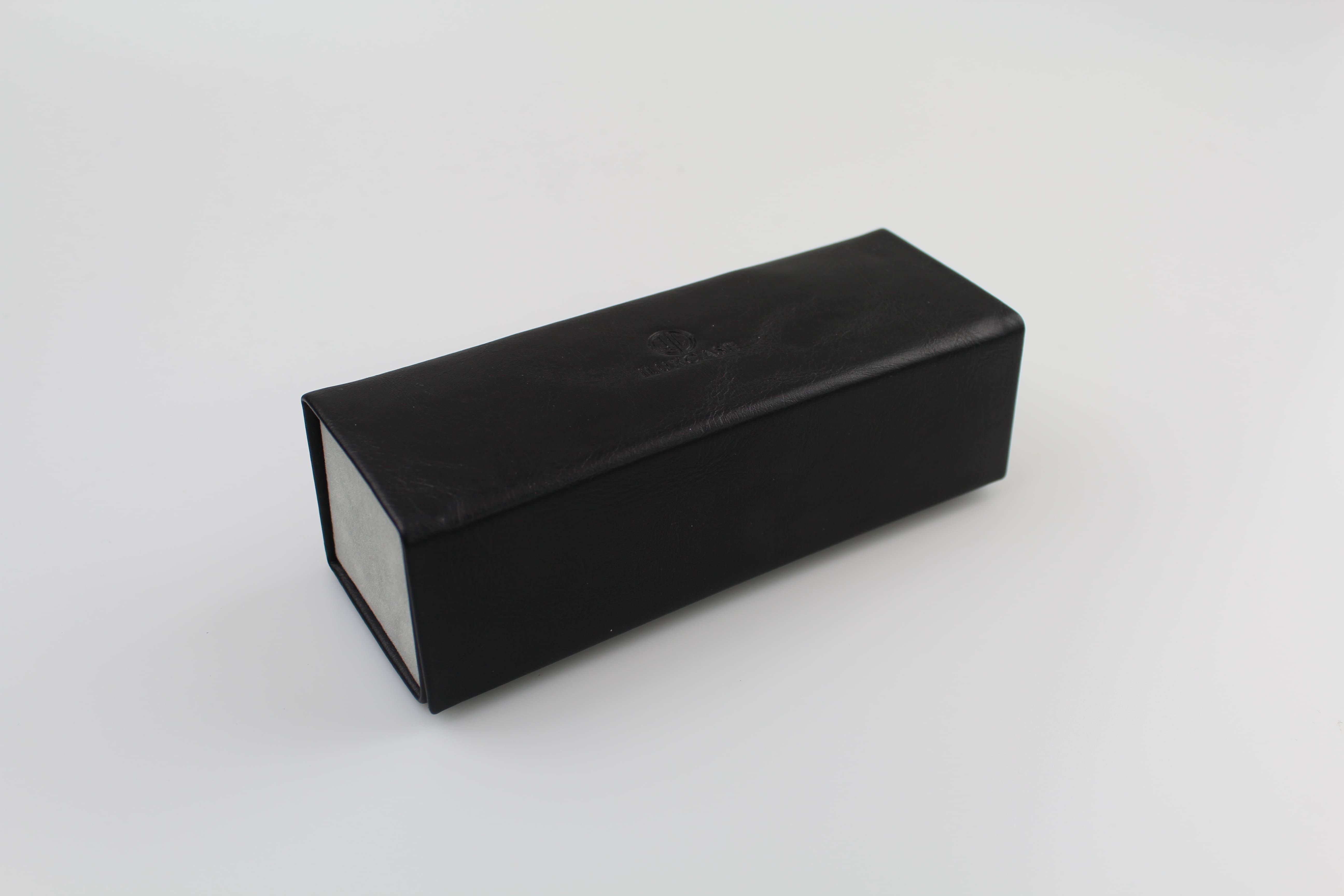 Étui à lunettes rectangulaire pliable à rabat rectangulaire en simili cuir noir - fermoir à aimant