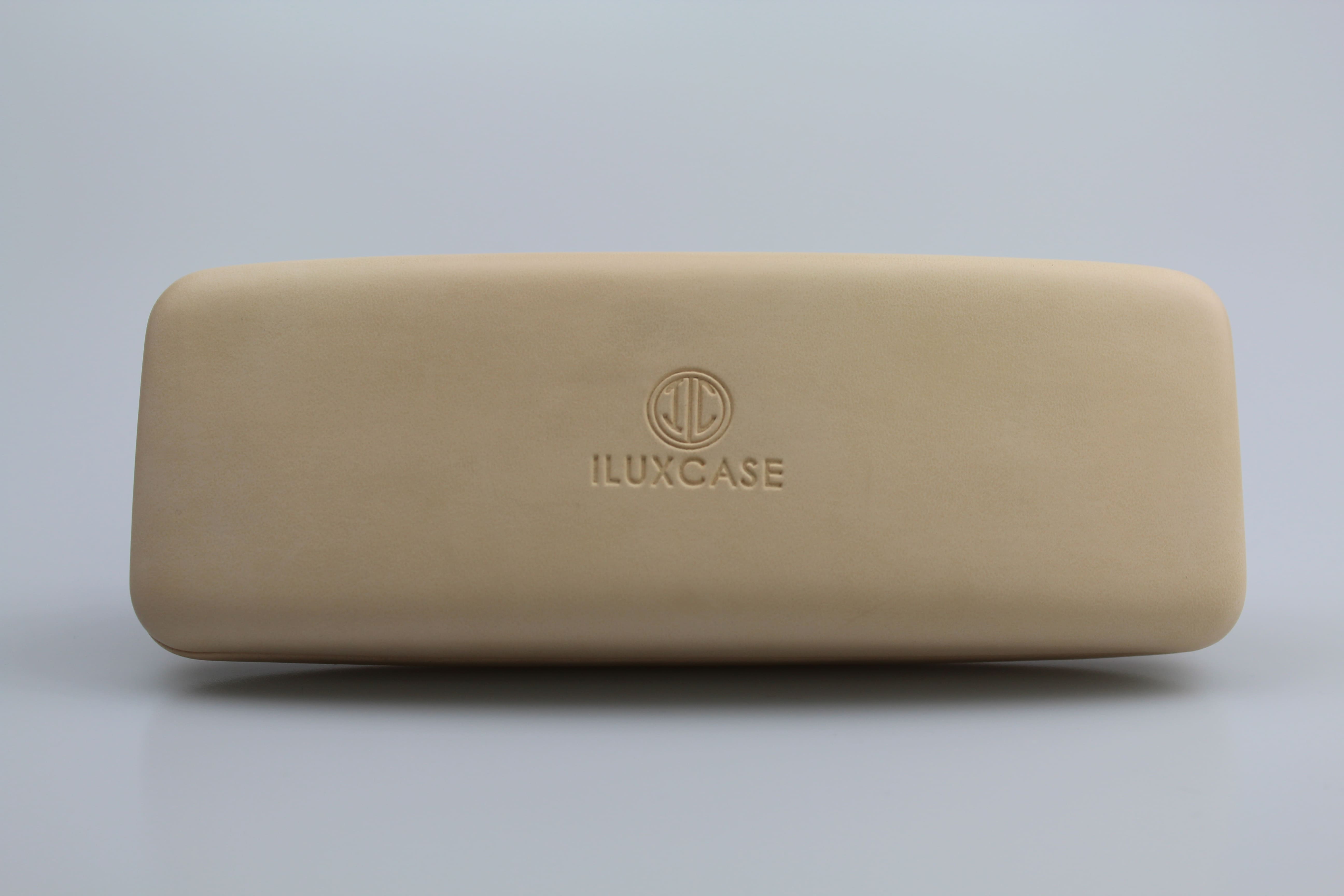 Étui à lunettes rigide en métal de forme rectangulaire et bombée- fermoir à charnière